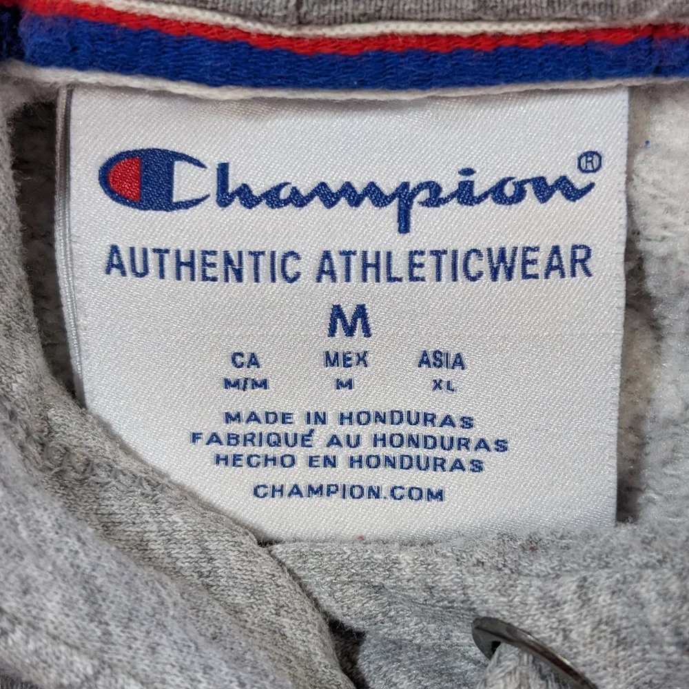 Champion Colorblock Pullover Hoodie Women's Medium Gray Red Blue Logo Front - Picture 6 of 16